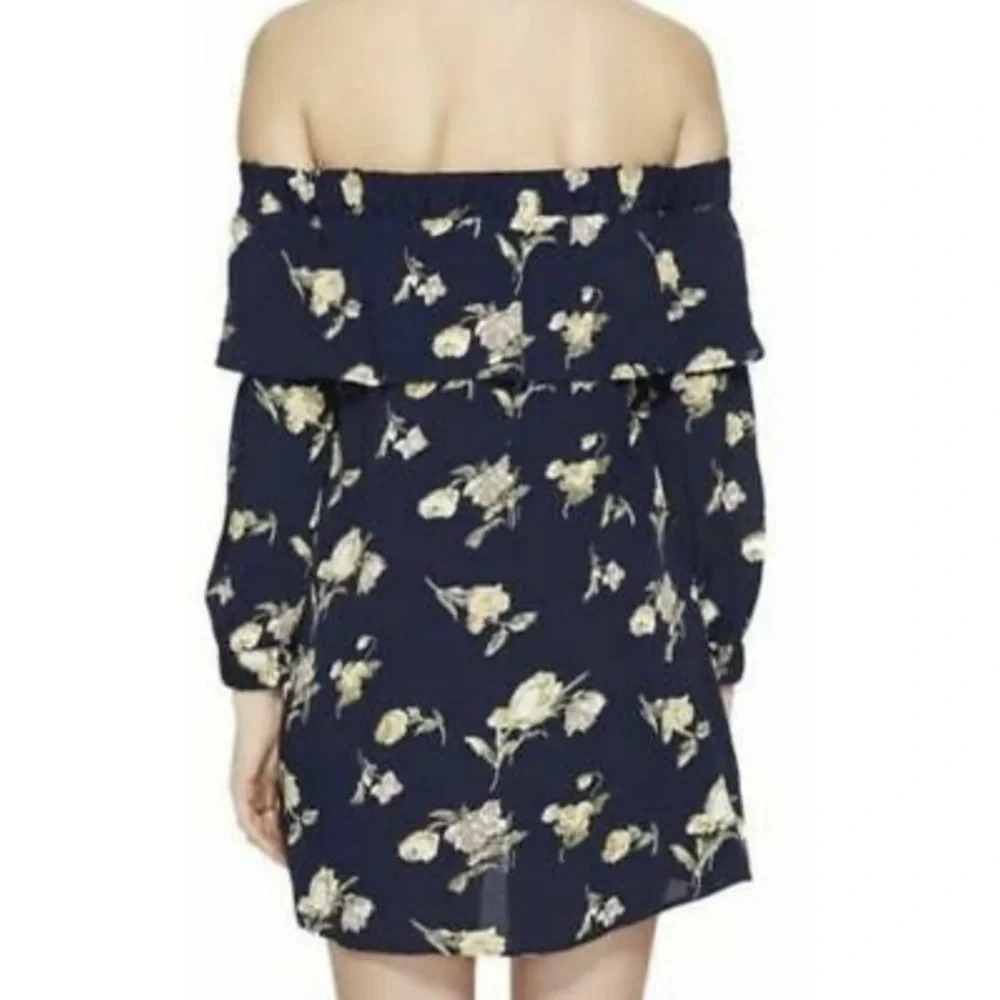 LIKE NEW Louie Mini Dress Off Shoulder Deep Blue Size XS Long - Picture 2 of 12